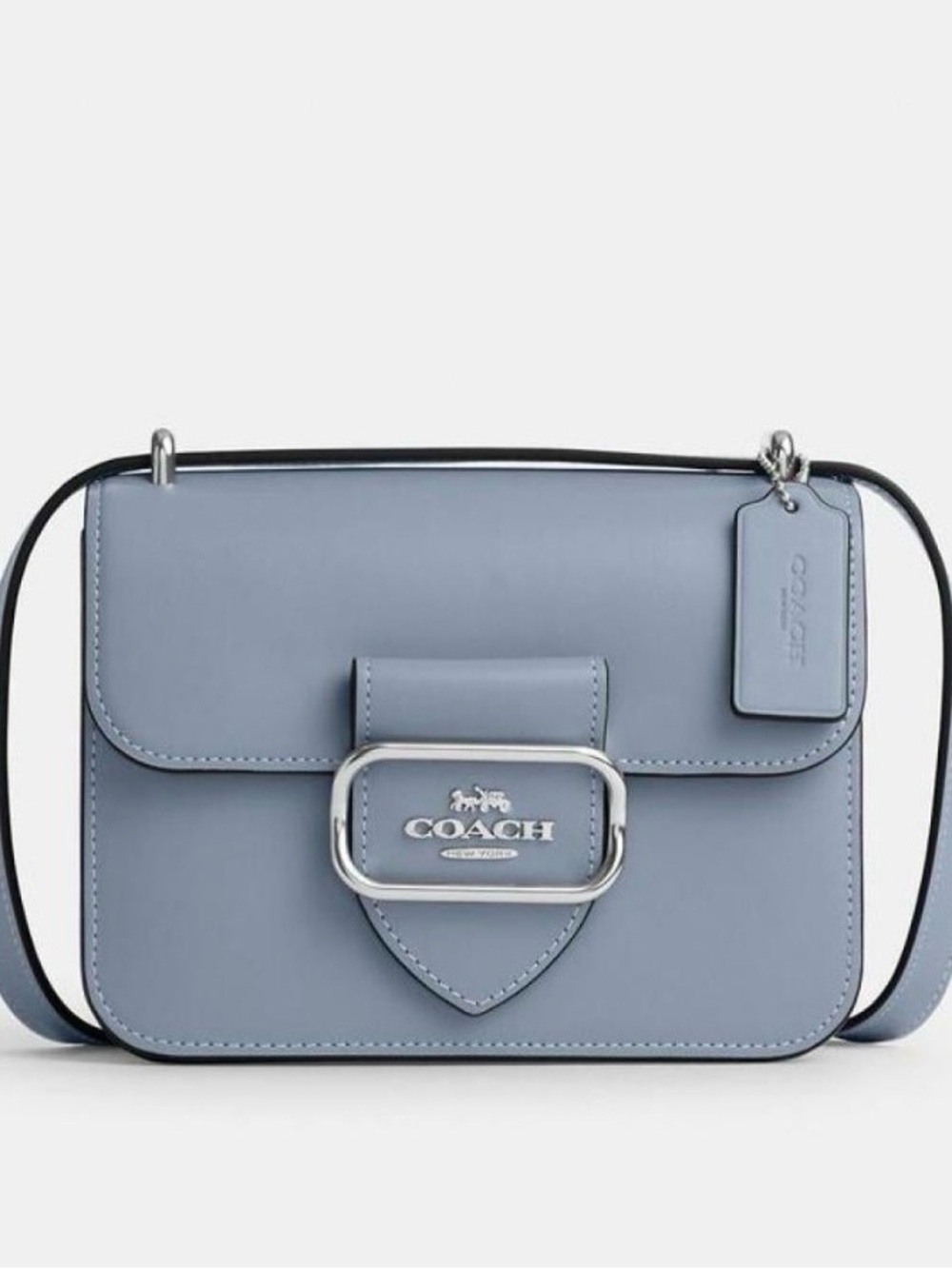 Coach Morgan square Dusty Blue Leather Crossbody Bag